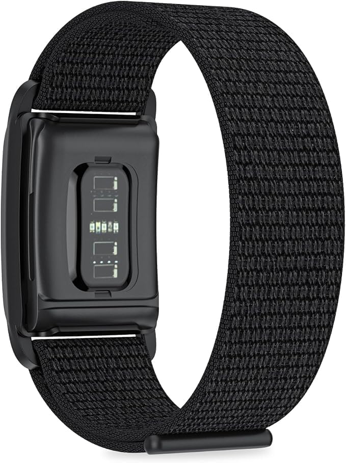 61BxII5sk3L._AC_.jpg سوار معصم رياضي من النايلون، متوافق مع ووب 4.0، للجنسين، سوار ساعة بديل ناعم قابل للتعديل وجيد التهوية بشريط فيلكرو لاصق لساعة ووب، اسود