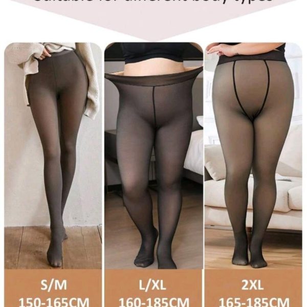 سروال ضيق من الصوف الحراري للنساء بوزن 200 غرام باللون الاسود