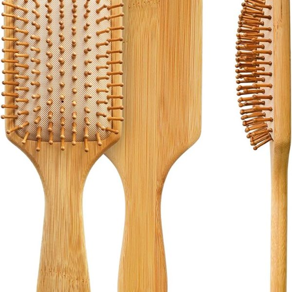 فرشاة شعر كرافت صديقة للبيئة من خشب الخيزران الطبيعي لفك تشابك الشعر وتدليك فروة الرأس للشعر الطويل المجعد والقصير الكثيف والرقيق للنساء والاطفال والرجال من مايسترو