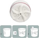 ⁦غسالة ملابس محمولة صغيرة الحجم بمنفذ USB لاسطح الترابيزات مناسبة لرحلات العمل تستغرق 30 دقيقة للغسل موفرة للطاقة والمساحة من دبفورز تحميل علوي أبيض⁩ - الصورة ⁦4⁩