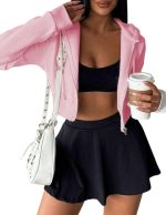 هودي قصير بسوستة أمامية 4023 بتصميم كاجوال أنيق يبرز أنوثتك ويمنحك إطلالة مميزة في كل خروجة من كيان للتجارة والتوزيع