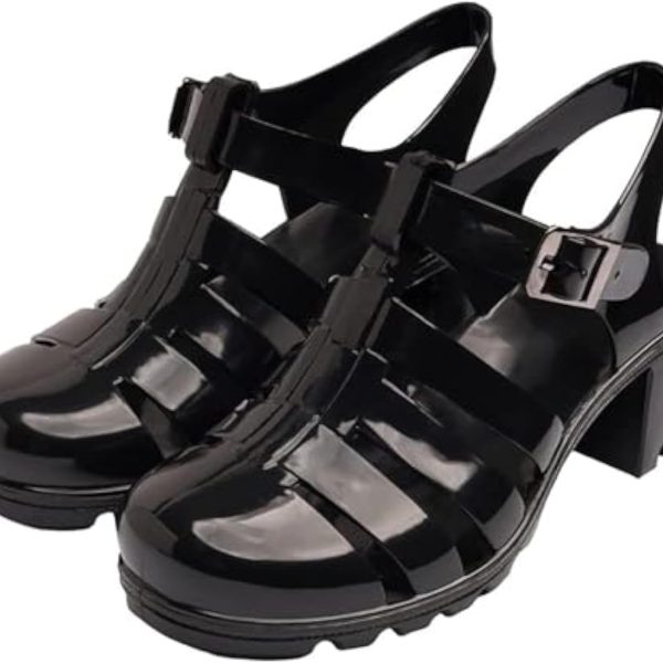 صندل بكعب عال بنمط ريترو للنساء من جيليز