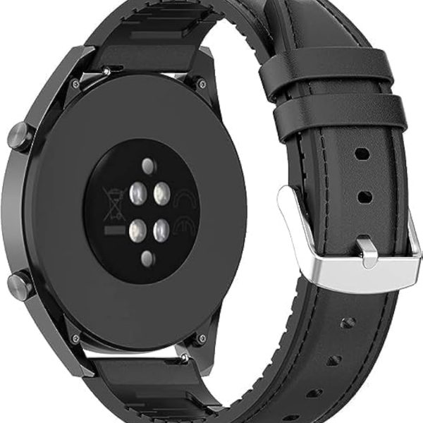 سوار ساعة جلدي 20 ملم من السيليكون متوافق مع امازفيت بيب 3 برو الجلد الناعم للرجال والنساء - اسود