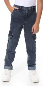 بنطلون جينز فضفاض بأزرار للإغلاق للأولاد من اندورا