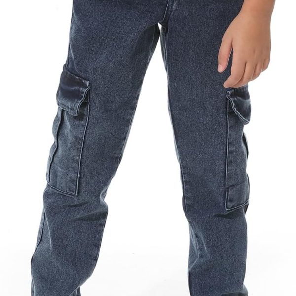 بنطلون جينز فضفاض بأزرار للإغلاق للأولاد من اندورا