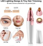 ⁦ماكينة تقليم الحواجب وإزالة شعر الوجه - جهاز حلاقة 2 في 1 للنساء، بتصميم أحمر شفاه لتناسب الوجه والجسم، مؤشر طاقة، جهاز محمول وسريع الاستخدام لجميع المناسبات، طراز HX-202⁩ - الصورة ⁦3⁩