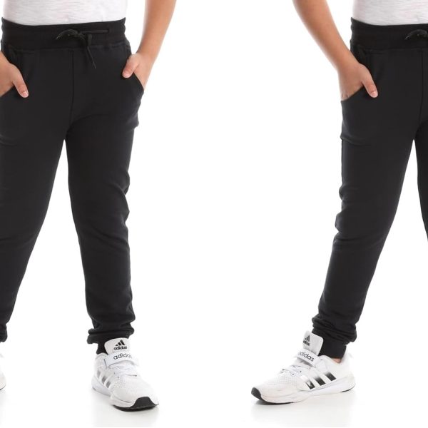 بنطلون كاجوال ولادي من اندورا بلون اسود اساسي للاستخدام اليومي مع حاشية مرنة