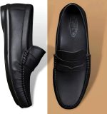 ⁦حذاء جلد كلاسيكي وكاجوال سهل الارتداء وخفيف الوزن للرجال - حذاء جلد طبى - حذاء رسمي أنيق ومريح - حذاء أسود⁩ - الصورة ⁦2⁩