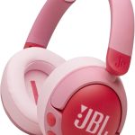 JBL سماعات راس بلوتوث لاسلكية فوق الاذن 470 NC من جونيور مع خاصية الغاء الضوضاء النشطة للاطفال، ميكروفون، تشغيل 50 ساعة، صوت امن JBL وصوت منخفض، سهلة التشغيل وملصقات، زهري