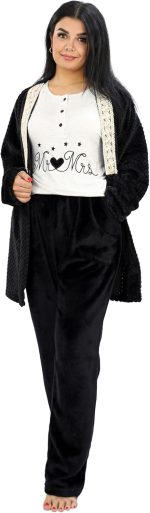 ⁦طقم بيجامة شتوي حريمي فاخرة من دعدوش - بيجاما نسائية فرو من 3قطع لمزيد من الدفء والاناقة⁩ - الصورة ⁦2⁩