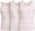 قميص داخلي بدون اكمام من القطن بنسبة 100% للرجال من رويال تيكس، عبوة من 3 قطع (لون ابيض، مقاس XL/5)