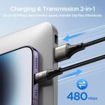 ⁦كابل بيانات للشحن السريع بقدرة 3 أمبير من سلسلة لايت-سبيد جوي رووم، نوع USB-A إلى لايتينينج، متوفر بمقاس 1.2 متر ولون أسود، موديل SA25-AL3، هاتف ذكي، حاسوب لوحي، محمول⁩ - الصورة ⁦2⁩