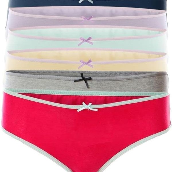 بانتيهات ناعمة متوسطة الخصر حجم صغير - للبنات - طقم من 6 قطع, متعدد الألوان, 4-5، قطن
