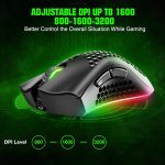 ⁦ماوس ألعاب KM-1، ماوس لاسلكي للألعاب بمنفذ USB مع هيكل شكل خلية النحل و6 أزرار مبرمجة، 3 نقاط لكل بوصة قابلة للتعديل، ماوس ضوئي RGB مريح للكمبيوتر وماك واللاب توب من ولف لو اس⁩ - الصورة ⁦7⁩