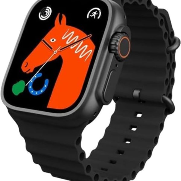 ساعة ذكية T800 الترا بشاشة عرض أكبر وسطوع، مقاومة للماء بعمق مع مساعد تحكم بالفيديو وشحن لاسلكي سريع، شاشة أكبر تظهر المزيد، بلوتوث، مع خاصية الاتصال قريب المدى(أسود)