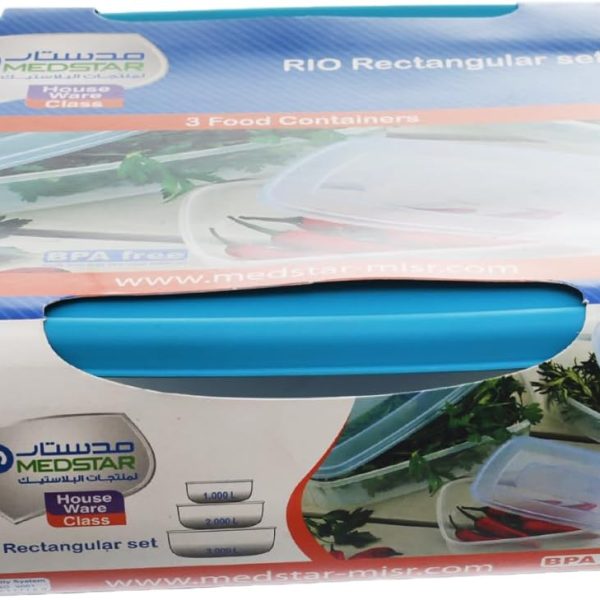 طقم ثلاجه ريو مستطيل 3علبه من ميد ستار-668