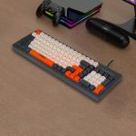 ⁦كيبورد وسائط متعددة K32 RGB بسلك صامت بمنفذ USB (مفتاح عربي/انجليزي) - تأثيرات خلفية RGB مع اضاءة جانبية - مقاومة للماء 104 مفاتيح BPT للالعاب / الاعمال / الكمبيوتر / ويندوز⁩ - الصورة ⁦4⁩