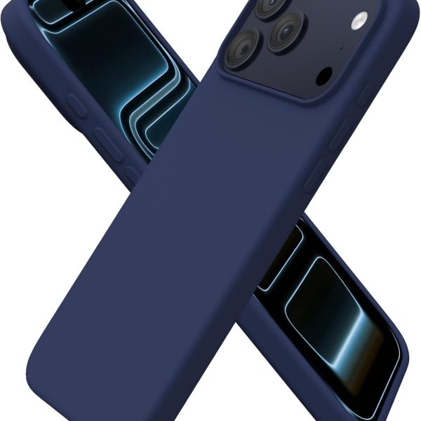 جراب موبايل من السيليكون السائل رفيع مع بطانة من المايكروفايبر مقاوم للخدش والصدمات حماية كاملة للموبايل متوافق مع آيفون 17 برو ماكس من اورنارتو، أكحلي غامق