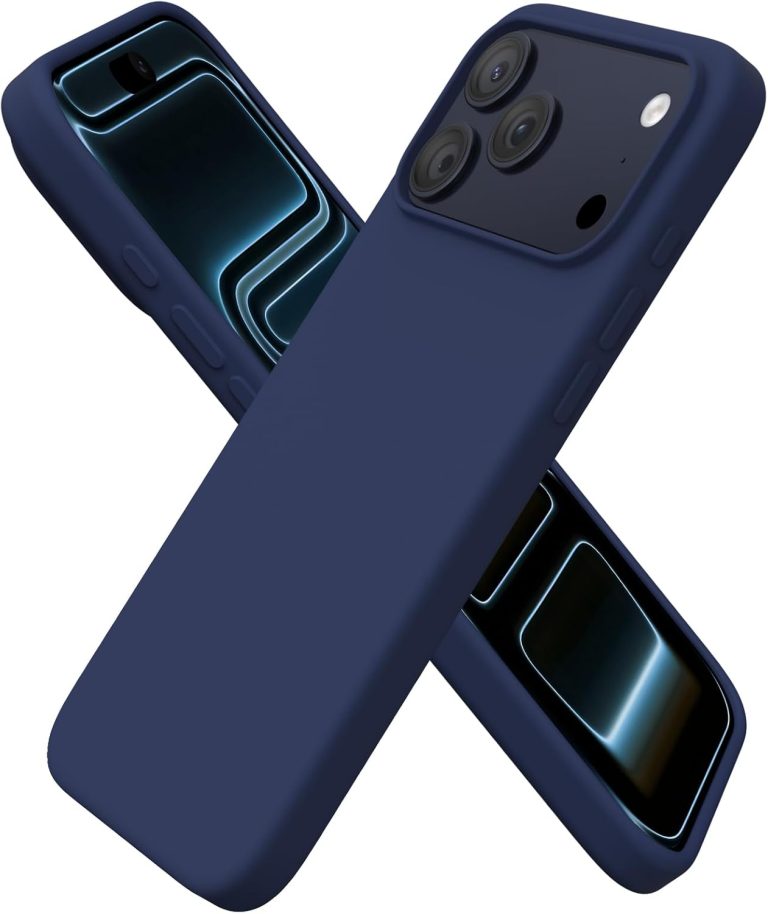 جراب موبايل من السيليكون السائل رفيع مع بطانة من المايكروفايبر مقاوم للخدش والصدمات حماية كاملة للموبايل متوافق مع آيفون 17 برو ماكس من اورنارتو، أكحلي غامق