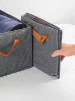 ⁦صندوق تخزين الملابس، سلة طبقات قطعة أثرية إيجابية، قماش مقسم، صندوق تخزين بسعة كبيرة قابل للطي - رمادي⁩ - الصورة ⁦5⁩