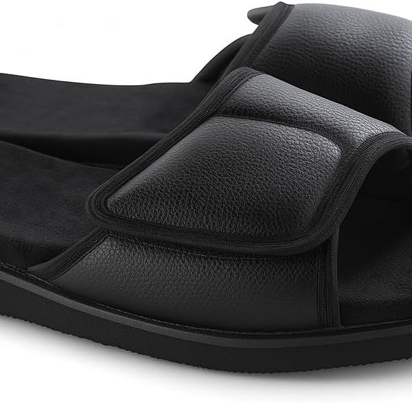 شبشب طبى لمرضى السكرى وتورم القدم من ماكس كمفورت , سهل الإرتداء ومبطن ومريح , لون أسود