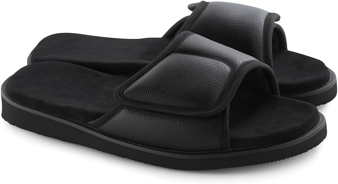 61QFZ6AyIL._AC_SL1500_.jpg شبشب طبى لمرضى السكرى وتورم القدم من ماكس كمفورت , سهل الإرتداء ومبطن ومريح , لون أسود