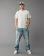 ⁦تيشرت من قماش بيكيه وتصميم على شكل مربع بقصة مريحة للرجال من امريكان ايجل⁩ - الصورة ⁦6⁩