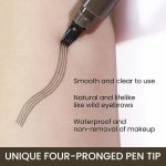 ⁦قلم حواجب سحري مطور للنساء مع 4 رؤوس شوكة وفرشاة دقيقة لحواجب طبيعية تشبه الشعر، يدوم طوال اليوم، قلم حواجب ميكروبليدينج (بني غامق)⁩ - الصورة ⁦4⁩