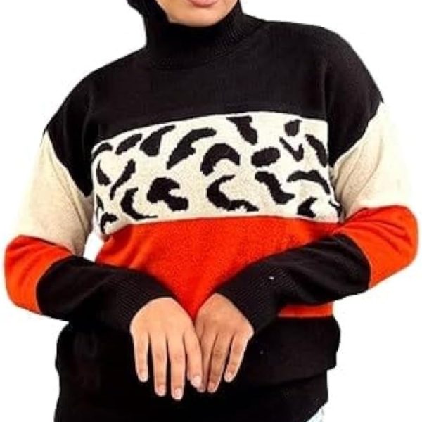 بلوفر مخطط بنمط نقشة جلد النمر للنساء من لي فوال