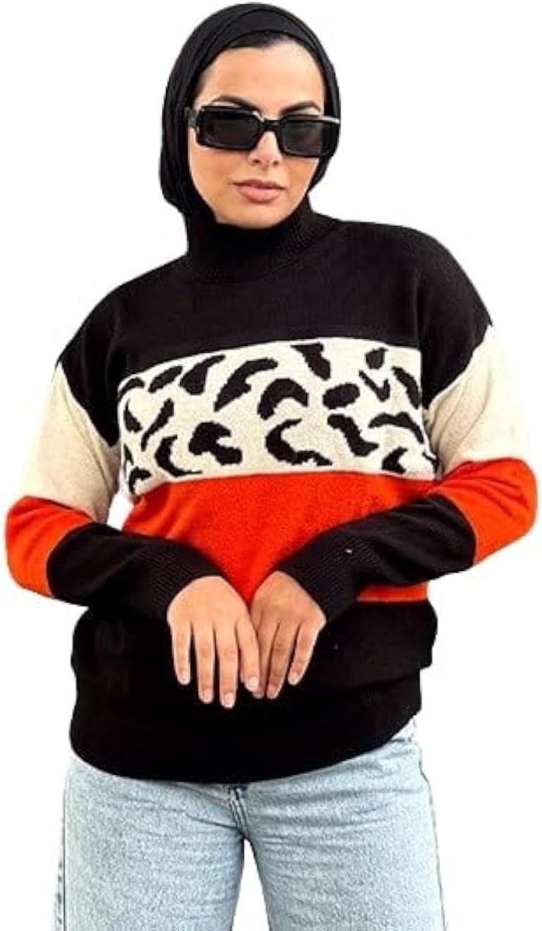 بلوفر مخطط بنمط نقشة جلد النمر للنساء من لي فوال