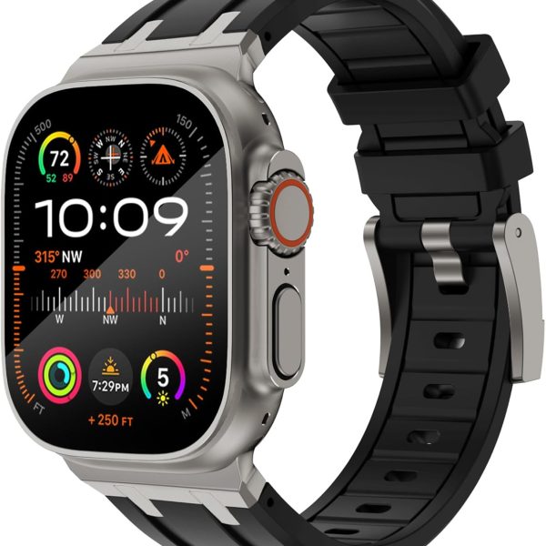 سوار ساعة ذكية بديل من الفولاذ المقاوم للصدأ بتصميم حلقات صلبة متوافق مع ساعة آبل بمقاسات 45 و44 و42 و41 و40 و38 ملم السلسلة 7 اس اي ومناسب لإصدارات السلسلة 1 و2 و3 و4 و5 و6 للرجال والنساء من كاديز