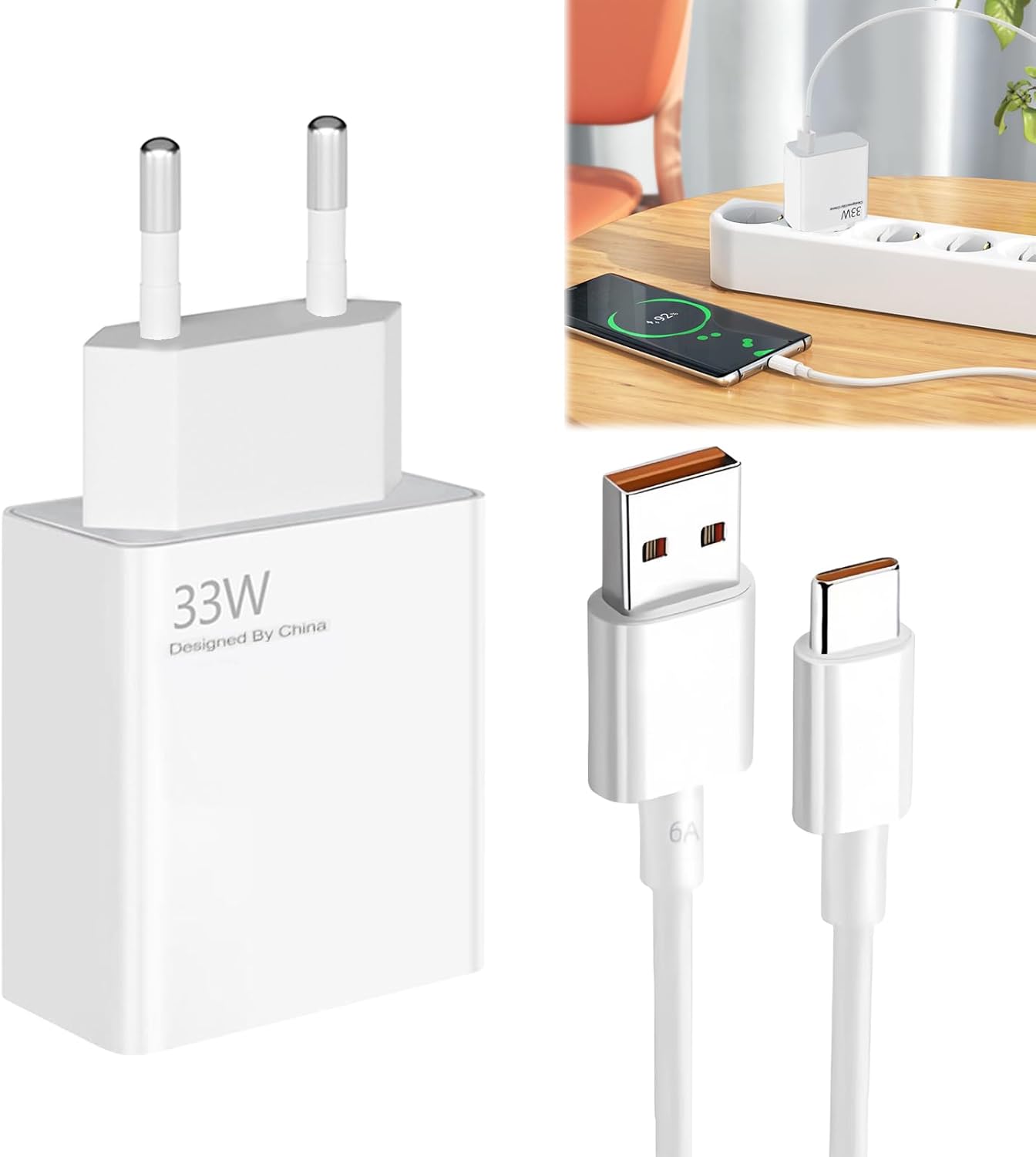 61VcRXUXaL._AC_SL1500_.jpg شاحن بولسينم لشاومي، شاحن سريع USB C 33 واط مع كابل USB C بطول 1.5 متر لريدمي نوت 13/12/11/9 برو/شاومي مي 10 10T 11T لايت برو 9 بوكو X5 برو/X3/X6
