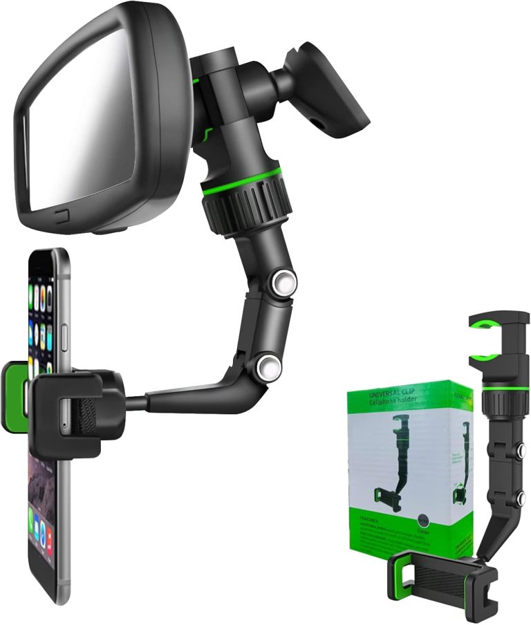 Banhey Rearview Mirror Phone Holder for Car-Upgraded Multifunctional Phone Mount for Car 360° Rotatable and Retractable Rearview Mirror Phone Holder for All Mobile Phones and All Car