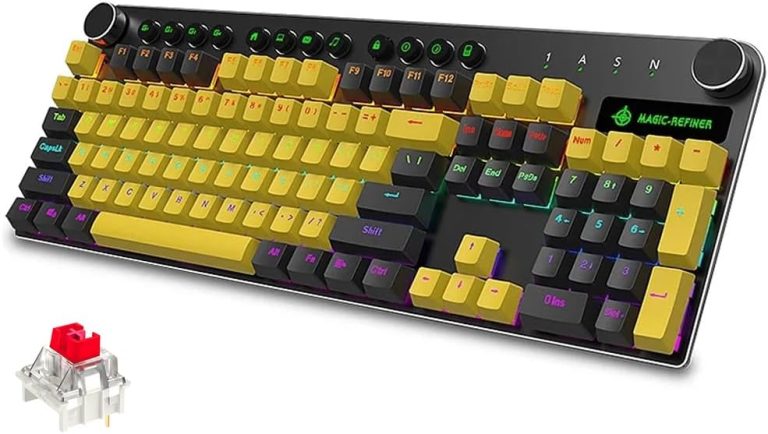 كيبورد ميكانيكي للالعاب ماجيك ريفاينر MK-13 - مفتاح احمر - مفاتيح متعددة الوسائط - عجلة صوت - لوحة من خليط معدني من الالومنيوم