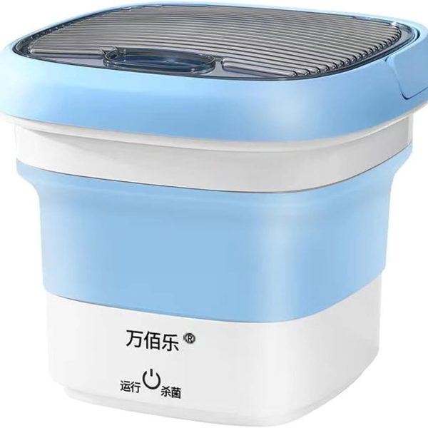 غسالة صغيرة محمولة قابلة للطي بحوض غسيل للملابس شكل جردل دوار صغير وعملي، تحميل علوي، متعدد الألوان