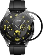 ⁦واقي شاشة لساعة هواوي جي تي 4 46 ملم غير زجاجي منحني ثلاثي الأبعاد بتغطية كاملة مضادة للخدش من البولي ايثيلين تيرفثالات بشفافية عالية، مضاد لبصمات الأصابع، واقي مرن خالٍ من الفقاعات (شفاف) من 3 قطع⁩ - الصورة ⁦7⁩