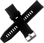 ⁦سوار ساعة ذكية سريع الفك مصنوع من الجلد أو البولي يوريثين المقاوم للحرارة 22 ملم بديل للساعة الذكية قابل للتعديل للرجال والنساء من مايكرو وير (22 ملم، سيليكون أسود)⁩ - الصورة ⁦3⁩