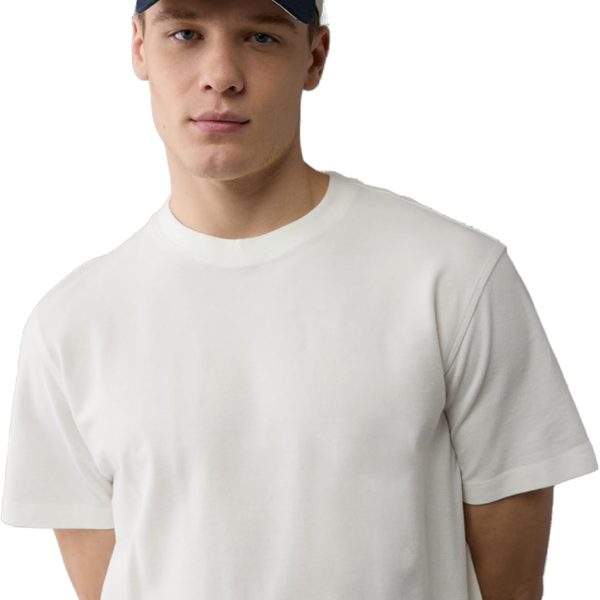 تيشرت من قماش بيكيه وتصميم على شكل مربع بقصة مريحة للرجال من امريكان ايجل