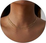 سلسلة ذهبية انيقة للنساء من فيرومي، سلسلة ثلاثية الطبقات مطلية بطلاء ذهبي 14 قيراط، سلاسل ستالايت ثلاثية بتصميم على شكل مشبك الورق، سلسلة مكونة من وصلات، مجوهرات مناسبة للارتداء اليومي