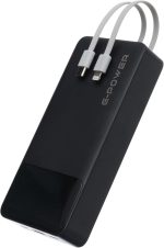 ⁦باور بانك GP-PB012 بشاشة LED 20000 مللي امبير في الساعة من جي باور - 3 منافذ (USB، مايكرو ونوع سي) - 2 كابل مدمجين - شحن سريع 22.5 وات - اسود⁩ - الصورة ⁦4⁩