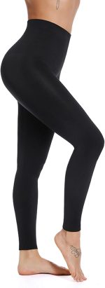 ⁦بنطلون ليجن عالي الخصر للنساء والبنات - مرونة عالية وناعم بألوان ، مثالي للأزياء اليومية واللياقة البدنية - يناسب وزن من 45 الى 100 كيلو من ميزة⁩ - الصورة ⁦4⁩