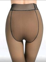 ⁦سروال ضيق من الصوف الحراري للنساء بوزن 200 غرام باللون الاسود⁩ - الصورة ⁦3⁩