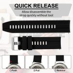 ⁦اساور ساعة سيليكون من كوبي - سريعة الفك - سوار ساعة بديل، سوار ساعة عالمي مقاوم للماء مع مشبك فضي للرجال والنساء متوافق مع اساور الساعات الذكية/الرياضية⁩ - الصورة ⁦4⁩