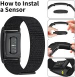 ⁦سوار معصم رياضي من النايلون، متوافق مع ووب 4.0، للجنسين، سوار ساعة بديل ناعم قابل للتعديل وجيد التهوية بشريط فيلكرو لاصق لساعة ووب، اسود⁩ - الصورة ⁦2⁩