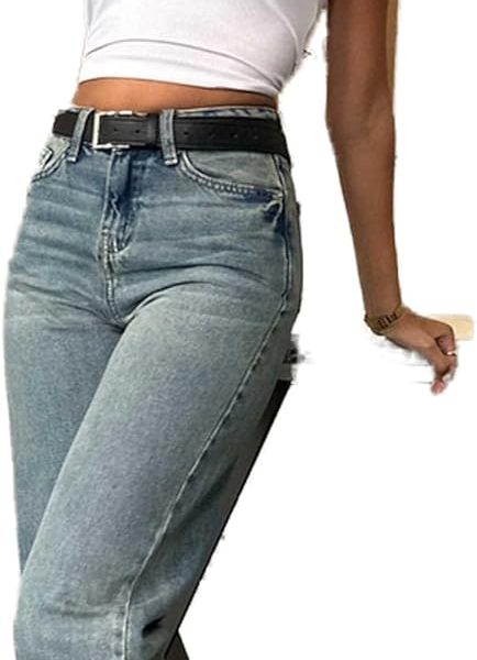 بنطلون جينز بقصة ساق مستقيمة وخصر مرتفع للنساء من سيزارو