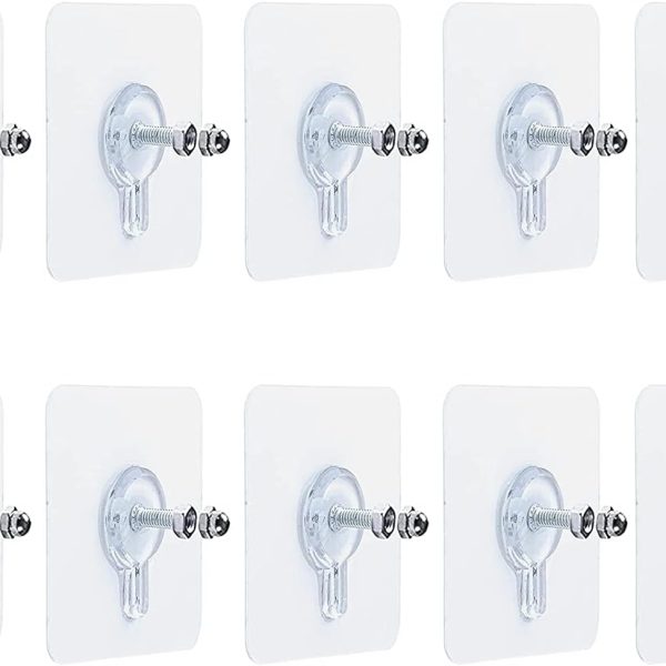 10 × مسامير لاصقة للتعليق على الحائط لتعليق المسامير اللاصقة خطافات تثبيت للمطبخ والحمام وغرفة النوم المعيشة من ميزو أبيض الحد الأقصى للوزن الموصى به: 5.0 كيلوجرام بلاستيك