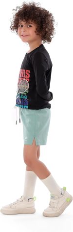 ⁦تيشيرت تنس اسود باكمام طويلة للاولاد - بلوزة رياضية⁩ - الصورة ⁦3⁩