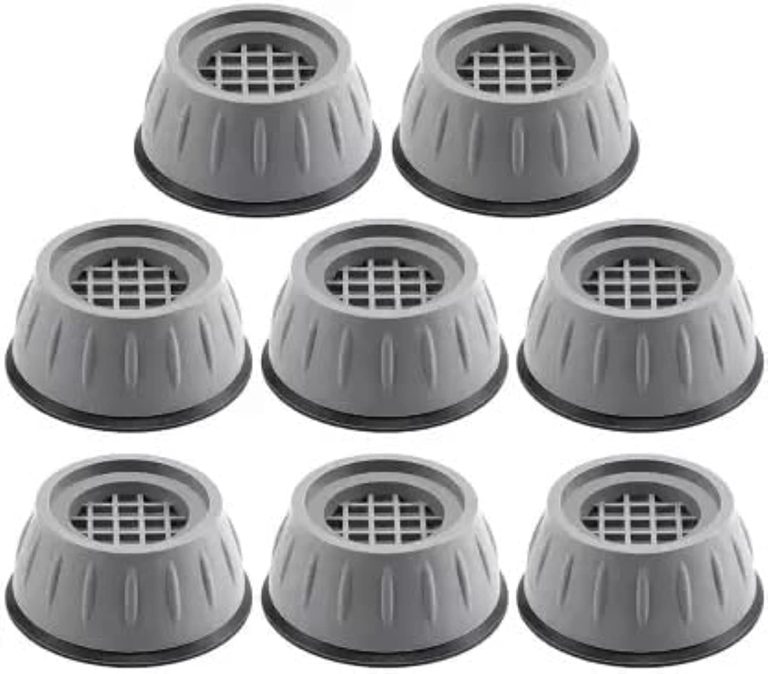 قواعد مضادة للاهتزاز لغسالة الملابس والمجفف ممتصة للصدمات وتقضي على الضوضاء لدعم غسالة ومنع اهتزازاها وحركتها وتأتي بمقاس موحد 8 قطع من فريش تعبئة أمامية رمادي