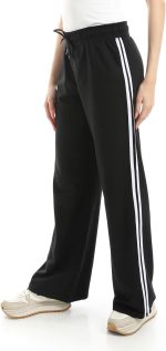 ⁦Women's Athletic Track Pants, High-Waisted, with Side Stripes, Drawstring Closure, Straight Leg, Active Wear⁩ - الصورة ⁦2⁩