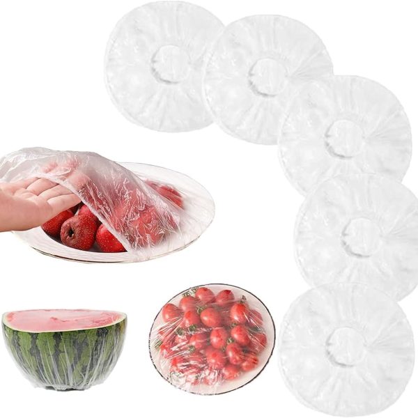 أغطية أكياس وأوعية الطعام بتصميم قابل لإعادة الاستخدام والتمدد لعلب الطعام، أغطية بأستك لعلب حفظ الطعام ولتحضير الوجبات، أغطية بلاستيكية للاستخدام العائلي خارج المنزل - 100 قطعة - شفاف